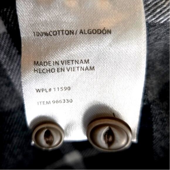 Weatherproof Vintage Plaid Flannel Shirt Large Black‎ Gray Cotton - Picture 5 of 8